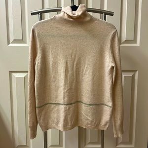 Cashmere sweater top, oat color, detailed waist decoration, loose fit, size 6